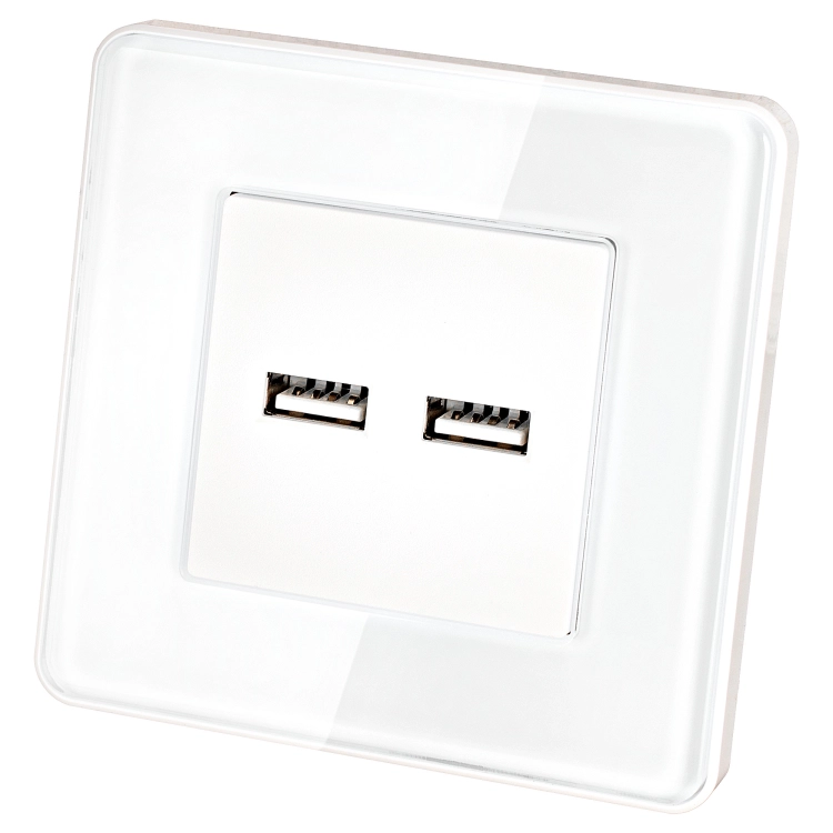 Doppelte USB-Ladesteckdose 3.1A Weiß Set Mit Glasrahmen Glänzend MIUUN