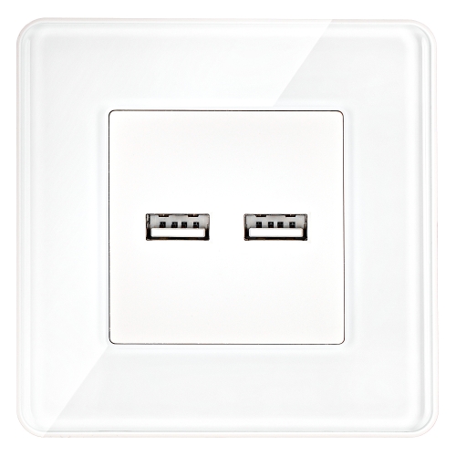 Doppelte USB-Ladesteckdose 3.1A Weiß Set Mit Glasrahmen Glänzend MIUUN