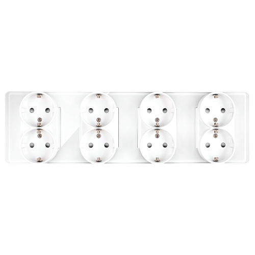 Steckdose Vierfach Glas Hochglanz Schuko Weiß Vierfachrahmen Und 4 X Steckdose