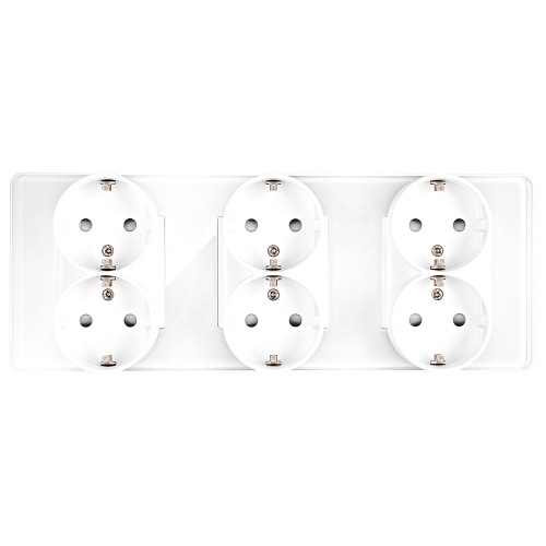Steckdose Dreifach Glas Hochglanz Weiß Schuko Dreifachrahmen Und 3 X Steckdose