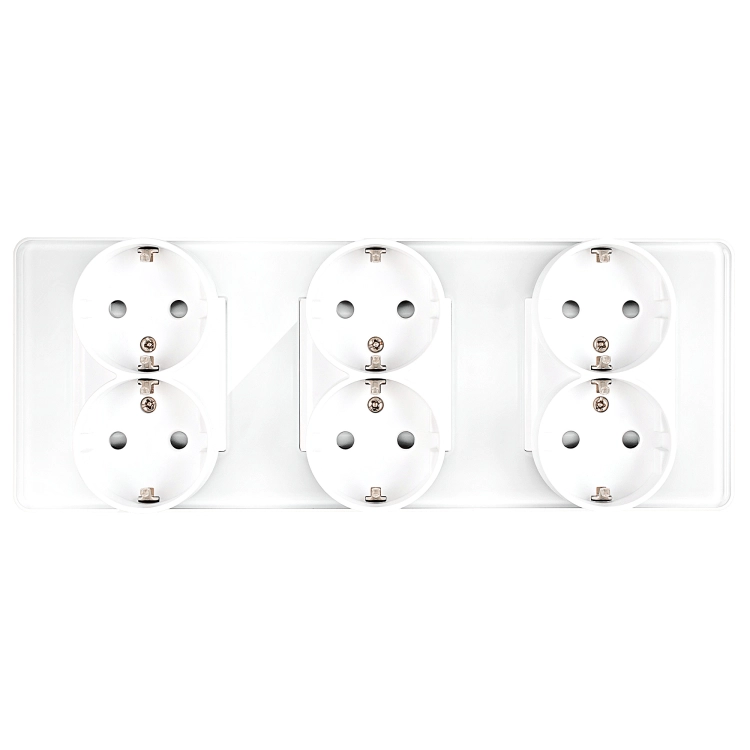Steckdose Dreifach Glas Hochglanz Weiß Schuko Dreifachrahmen Und 3 X Steckdose