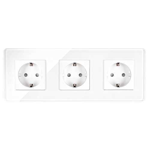 Steckdose Dreifach Glas Hochglanz Weiß Schuko Dreifachrahmen Und 3 X Steckdose