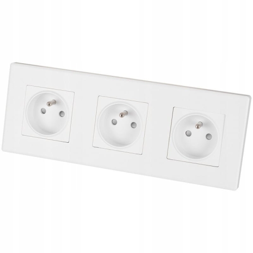 Dreifach-Steckdose Weiß Set PVC-Dreifachrahmen Und 3 X Einzelsteckdose