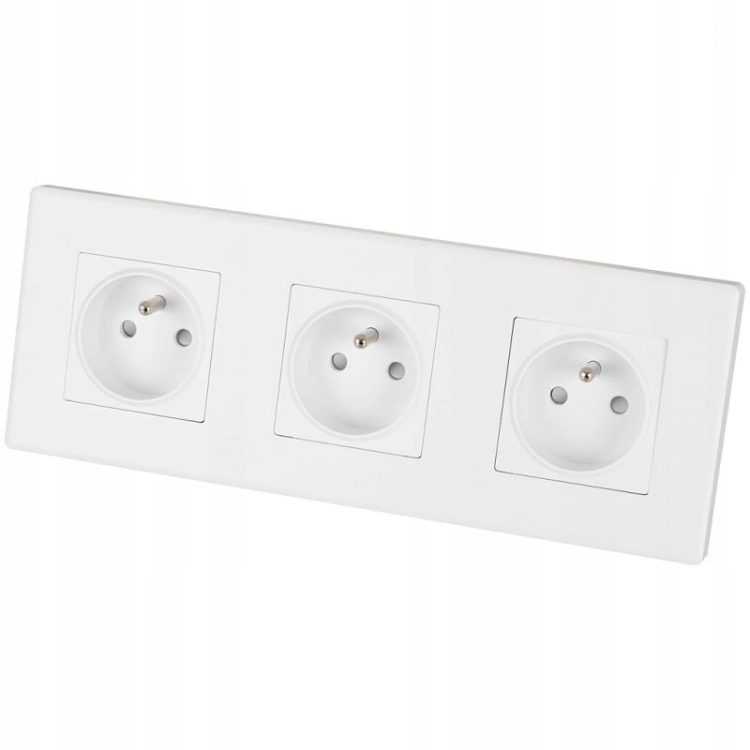 Dreifach-Steckdose Weiß Set PVC-Dreifachrahmen Und 3 X Einzelsteckdose