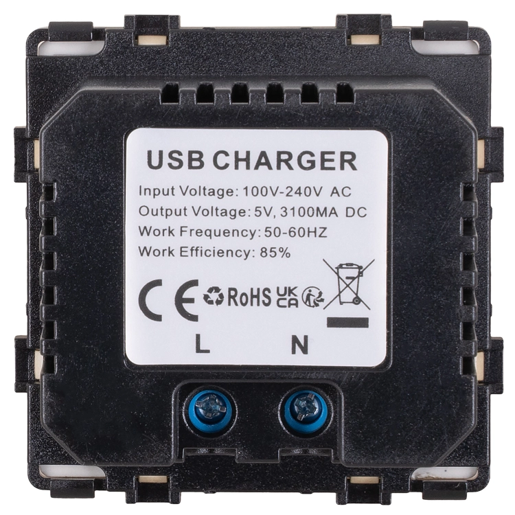 Doppelte USB-Ladesteckdose 3.1A Grau Set Mit Glasrahmen Glänzend MIUUN