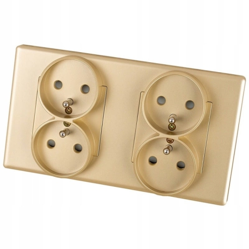Doppelsteckdose Gold Set PVC-Doppelrahmen Und 2 X Steckdose