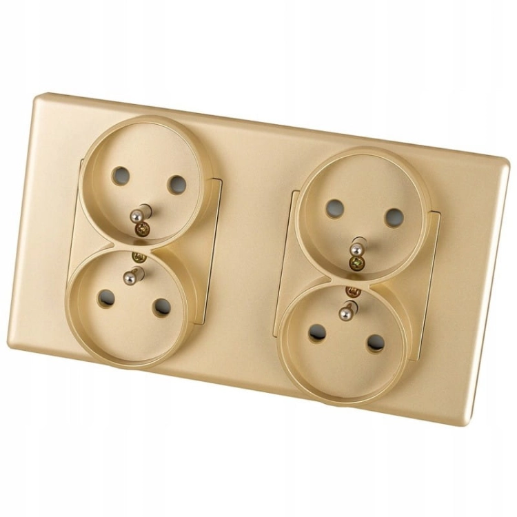 Doppelsteckdose Gold Set PVC-Doppelrahmen Und 2 X Steckdose
