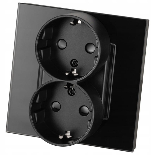 Doppelsteckdose Schuko Mit Schutzkontakt Ohne Erdungsstift Glas Schwarz