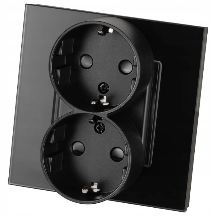 Doppelsteckdose Schuko Mit Schutzkontakt Ohne Erdungsstift Glas Schwarz
