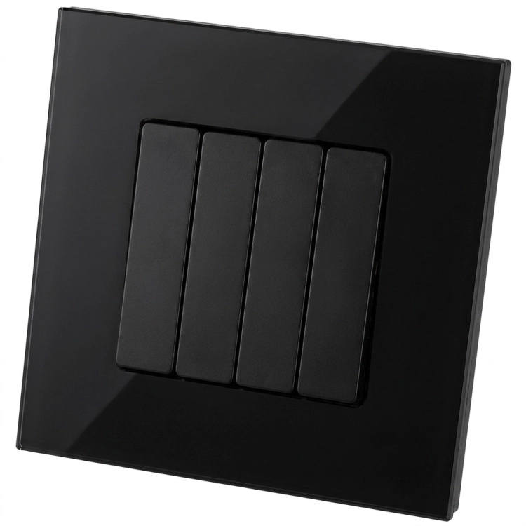 Vierfach-Wechselschalter Glatt Glas Schwarz MIUUN