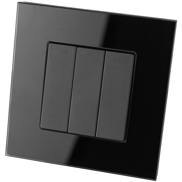 Dreifach-Schalter Klassisch Glatt Glas Schwarz MIUUN
