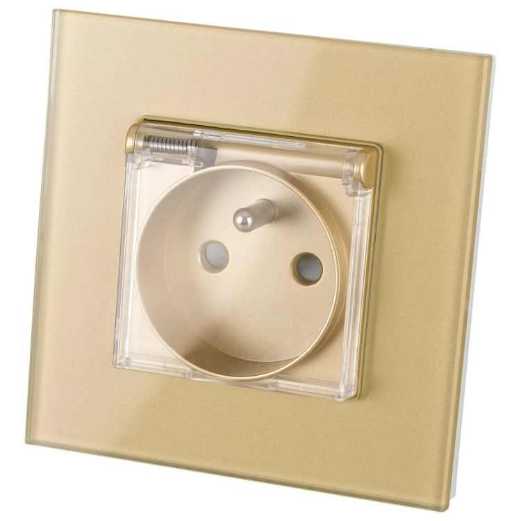 Bad-Steckdose Mit Klappdeckel Glas Gold MIUUN
