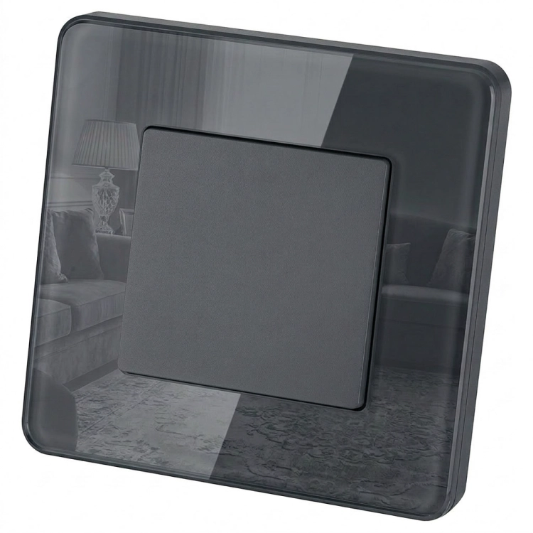 Monostabiler Einfacher Schalter Glatt Glas Hochglanz Grau MIUUN