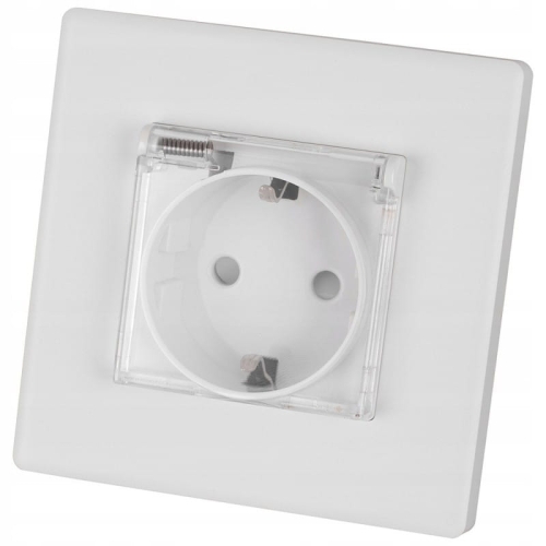 Steckdose Weiß Mit Klappdeckel Für Badezimmer Schuko Mit Schutzkontakt Ohne Erdungsstift Set Mit PVC-Rahmen