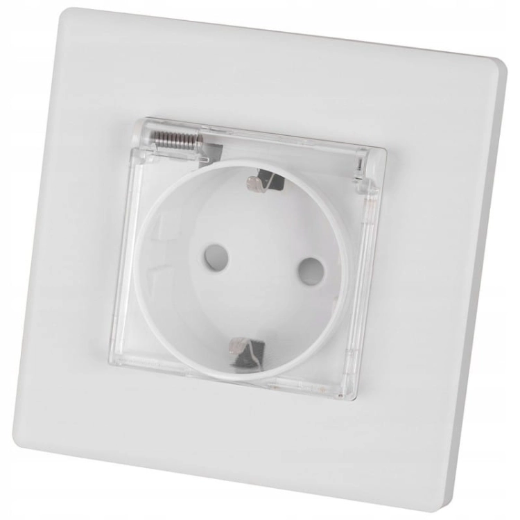 Steckdose Weiß Mit Klappdeckel Für Badezimmer Schuko Mit Schutzkontakt Ohne Erdungsstift Set Mit PVC-Rahmen