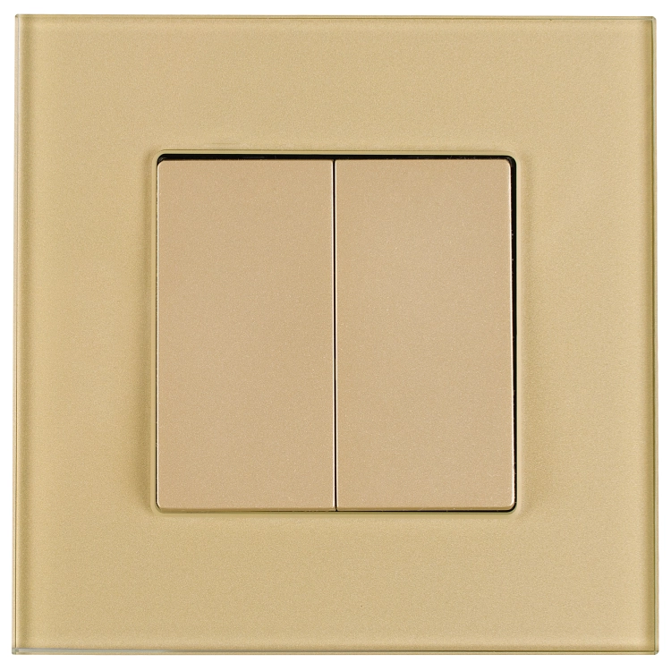 Doppelter Kreuzschalter Glatt Glas Gold MIUUN