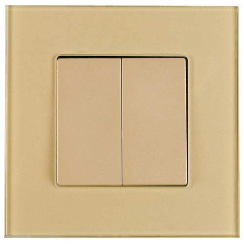 Schalter Doppel-Wechselschalter Glatt Glas Gold MIUUN