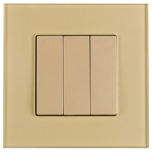 Schalter Dreifach Klassisch Glatt Glas Gold MIUUN