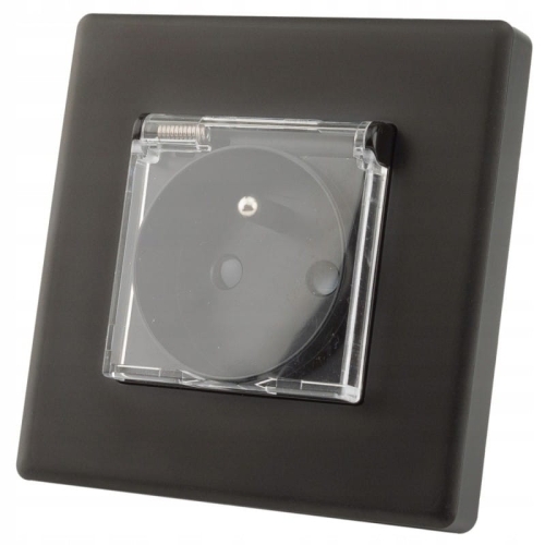 Steckdose Schwarz Mit Klappdeckel Mit Erdungsstift Set Mit Rahmen PVC