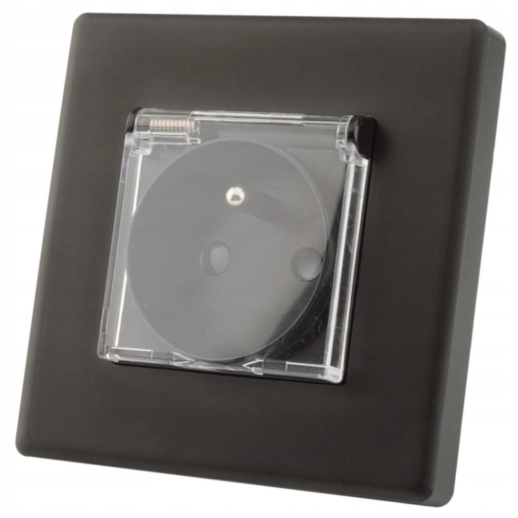 Steckdose Schwarz Mit Klappdeckel Mit Erdungsstift Set Mit Rahmen PVC