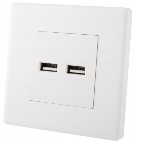 Steckdose Weiß Doppel-USB-Ladesteckdose 3.1A Typ A+A Set Mit PVC-Rahmen