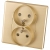 Doppelsteckdose Gold Mit Erdungsstift Set Mit PVC-Rahmen