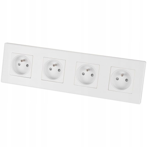 Vierfach-Steckdose Weiß Erdungsstift Set PVC-Vierfachrahmen 4 X Einzelsteckdose