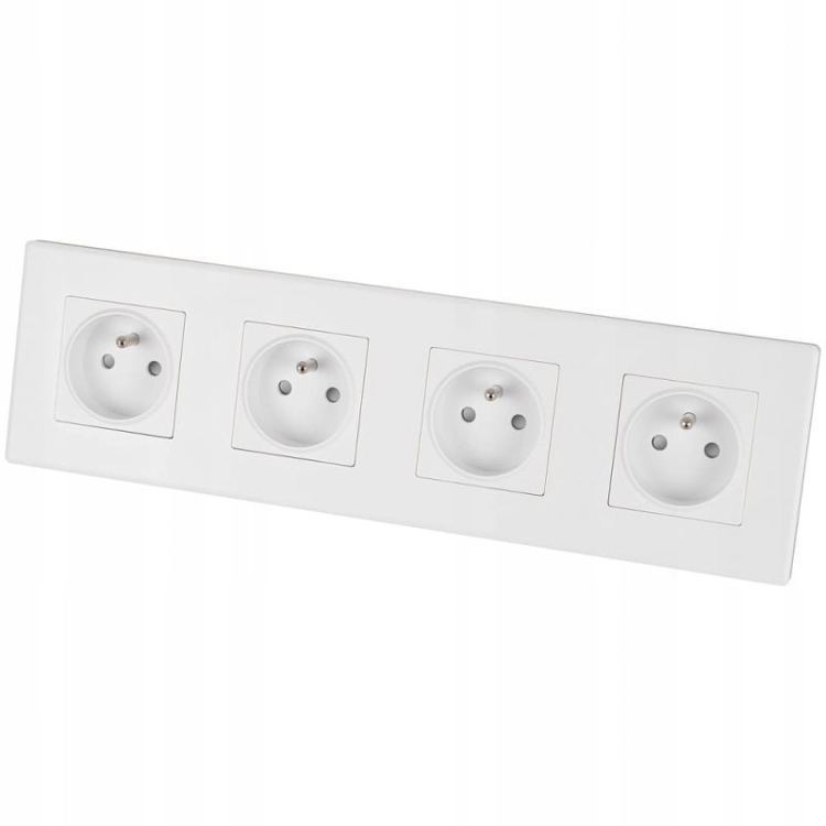 Vierfach-Steckdose Weiß Erdungsstift Set PVC-Vierfachrahmen 4 X Einzelsteckdose
