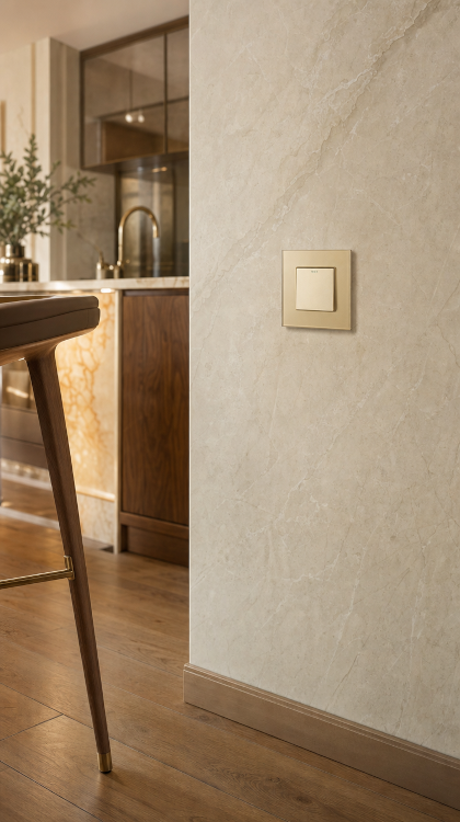 Kreuzschalter Einfach Glas Gold