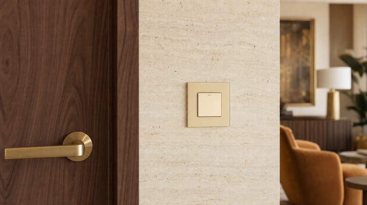 Kreuzschalter Einfach Glas Gold