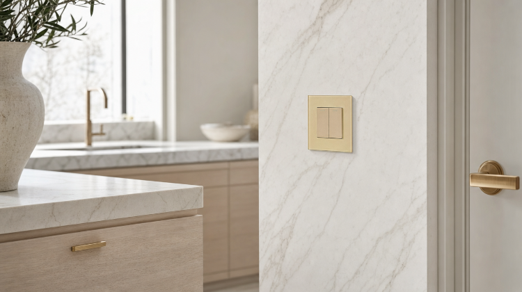 Wechselschalter Doppelt Glas Gold
