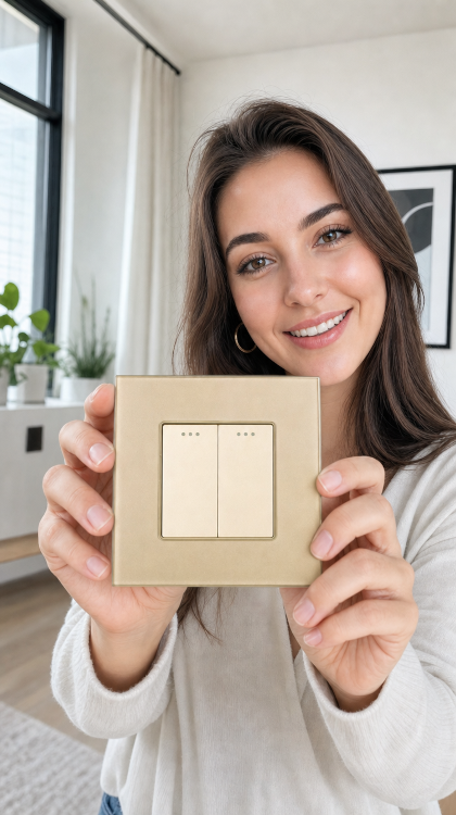 Wechselschalter Doppelt Glas Gold