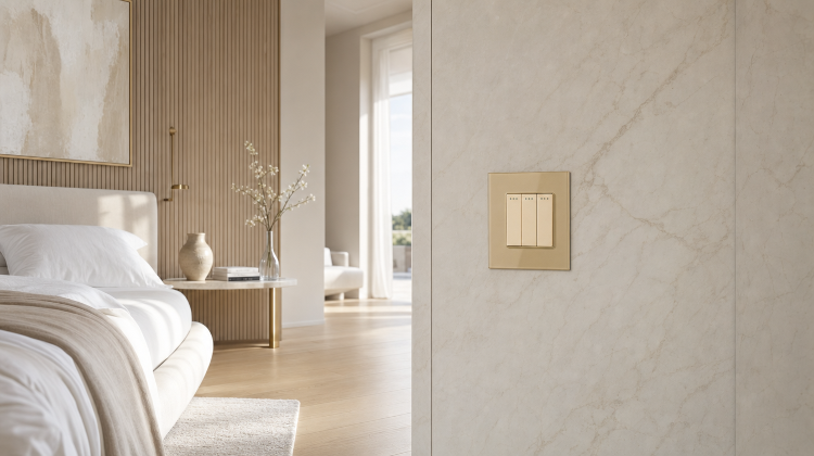 Lichtschalter Dreifach Glas Gold