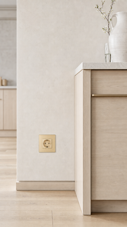 Steckdose Glas Schuko Einzeln Mit Erdung Ohne Erdungsstift Gold