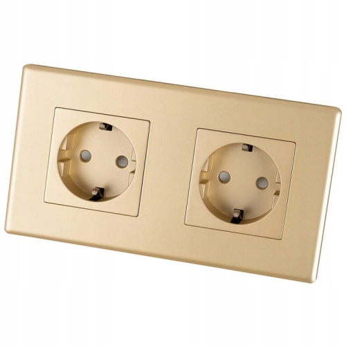 Doppel-Schuko-Steckdose Gold Set PVC-Doppelrahmen 2 X Steckdose