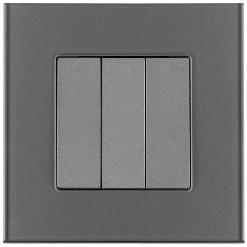 Klassischer glatter Dreifach-Lichtschalter Glas matt grau MIUUN