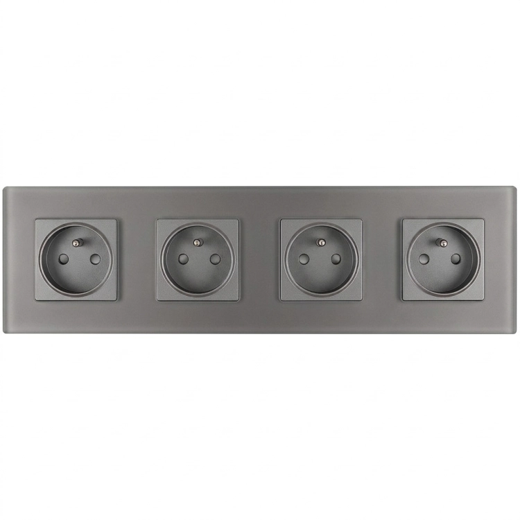 Vierfach-Steckdose Glas MATT grau vierfacher Rahmen und 4 x Steckdose MIUUN