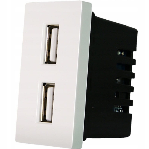 Modul Doppelsteckdose USB-Ladesteckdose 2.4A Weiß Für Rahmen