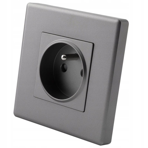 Steckdose Grau Mit Erdungsstift Mit PVC-Rahmen