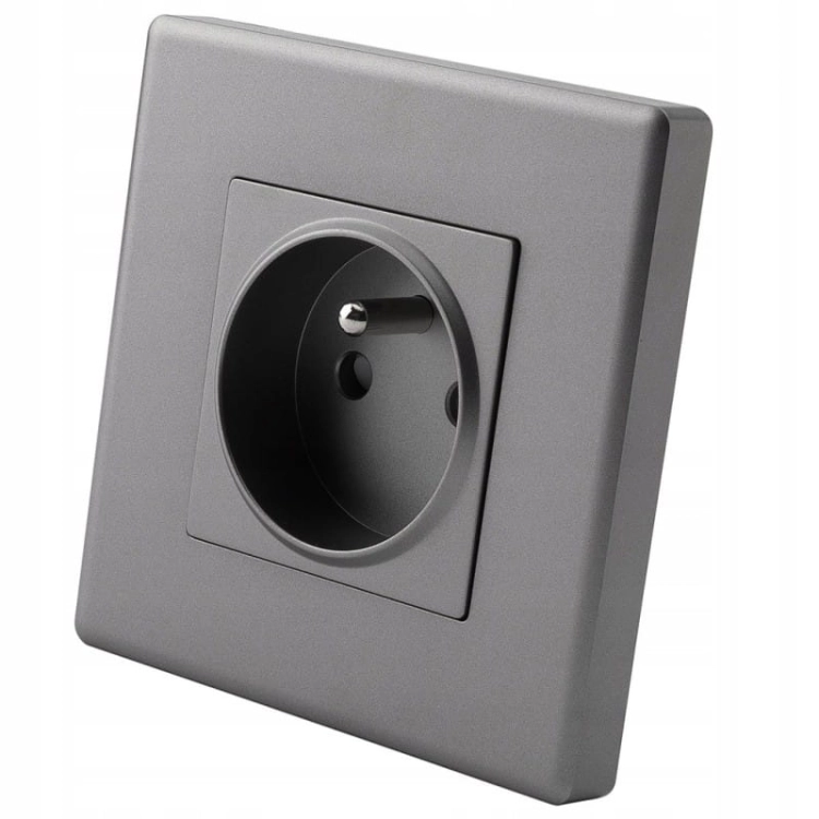 Steckdose Grau Mit Erdungsstift Mit PVC-Rahmen