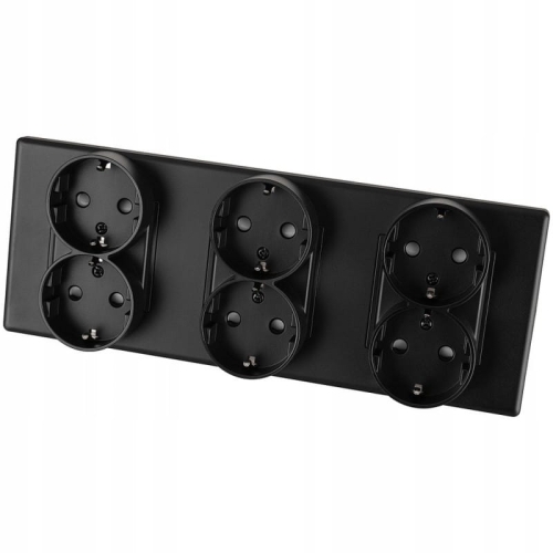 Dreifachsteckdose Schuko Schwarz PCV-Dreifachrahmen Und 3 X Steckdose