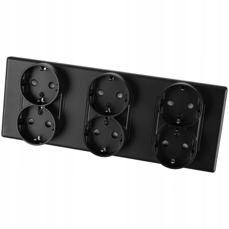 Dreifachsteckdose Schuko Schwarz PCV-Dreifachrahmen Und 3 X Steckdose