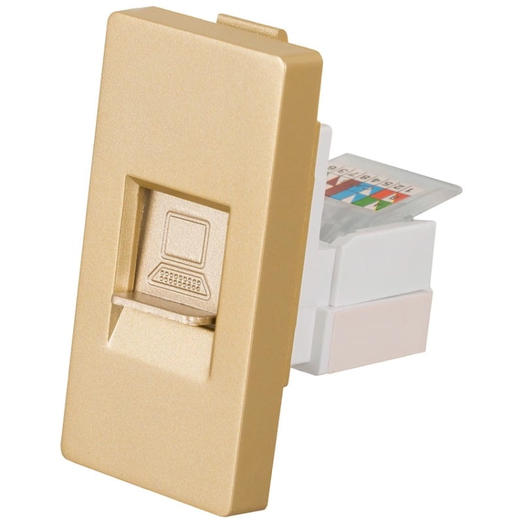 Modul Netzwerkdose Anschluss RJ 45 Kat 5E Gold Für Rahmen