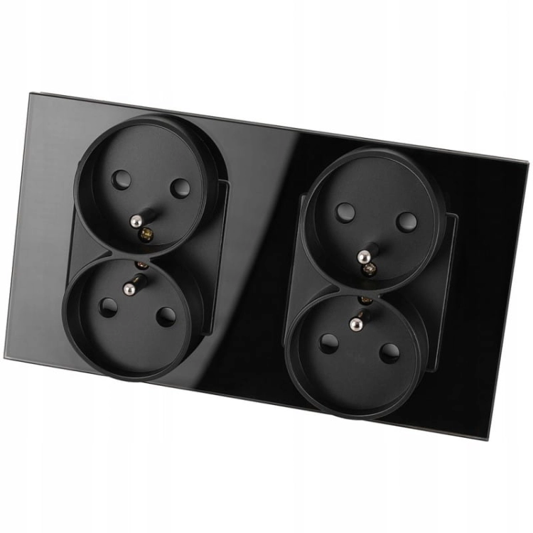 Doppelsteckdose Glas Schwarz Set Doppelrahmen Und 2 X Doppelsteckdose