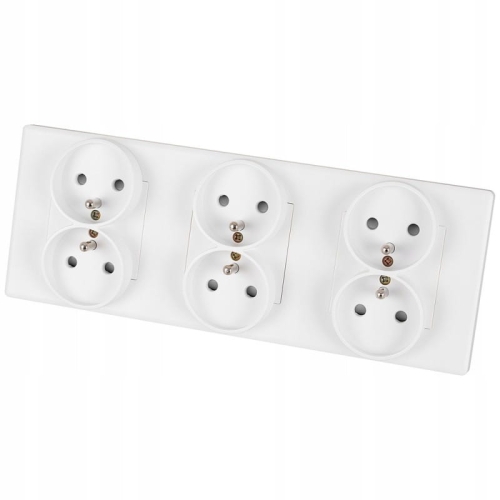 Dreifach-Steckdose Weiß Set PVC-Dreifachrahmen Und 3 X Doppelsteckdose