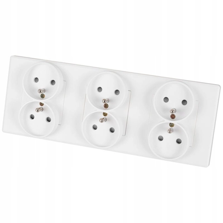Dreifach-Steckdose Weiß Set PVC-Dreifachrahmen Und 3 X Doppelsteckdose