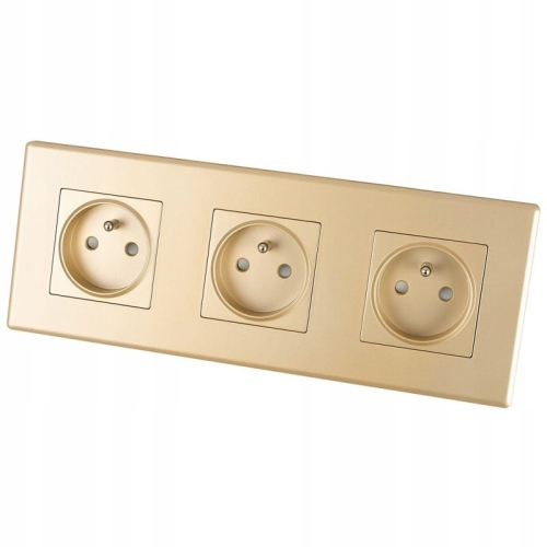 Dreifach-Steckdose Gold Set PCV-Dreifachrahmen Und 3 X Einzelsteckdose