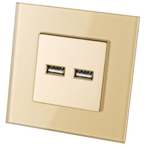 Doppelte USB-Ladesteckdose 3.1A Typ A+A Glas Gold