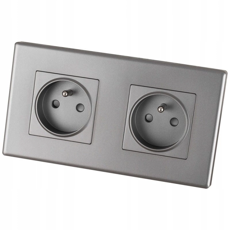 Doppelsteckdose Grau Set PVC-Doppelrahmen Und 2 X Einzelsteckdose