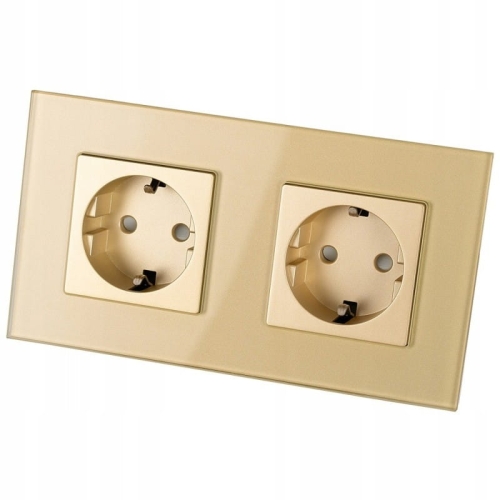 Doppelsteckdose Glas Schuko Gold Doppelrahmen Und 2 X Steckdose